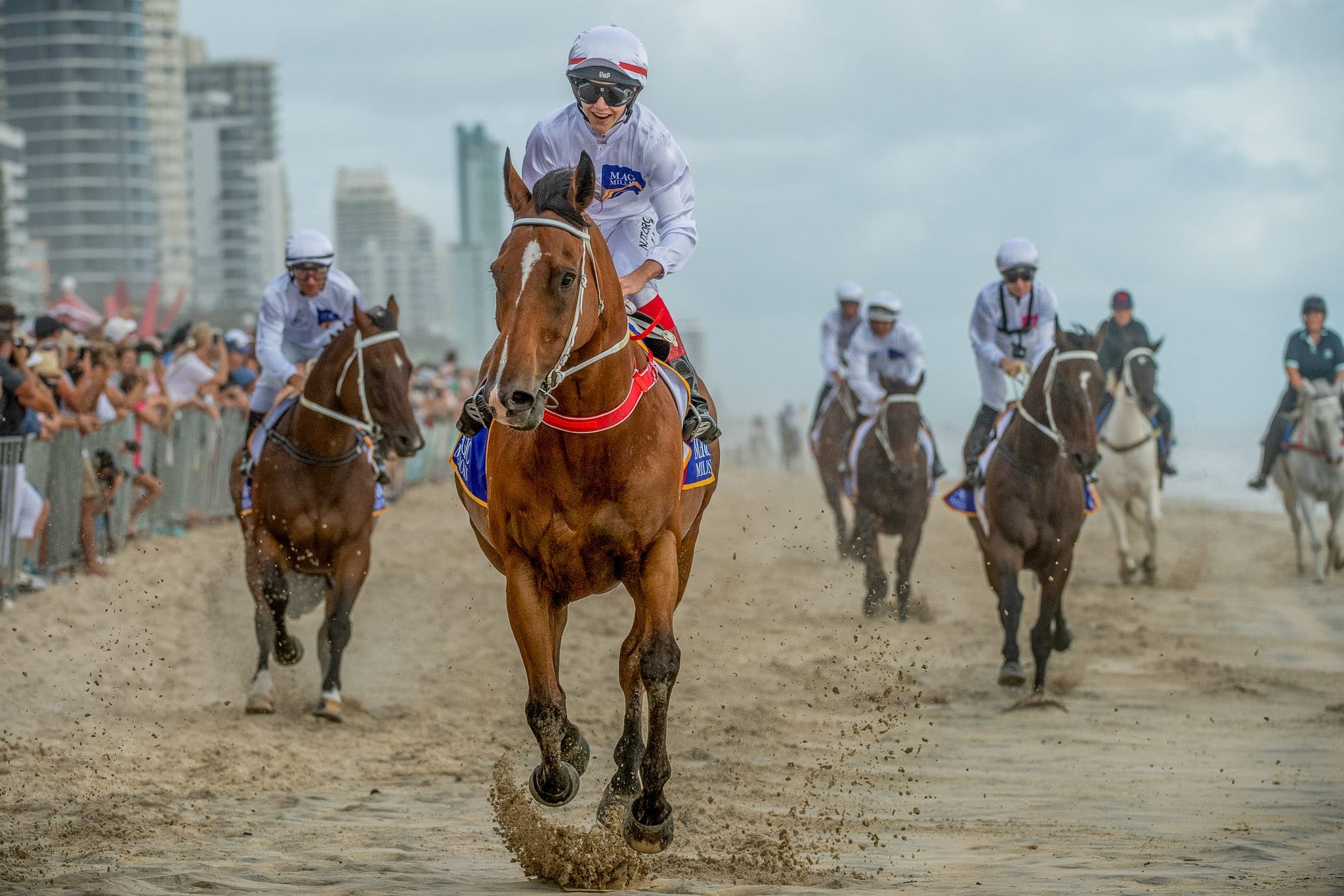 Barrier Draw, Run 2, Jockeys, MM GC — Beach & Trackwork photograph by Sharon Lee Chapman